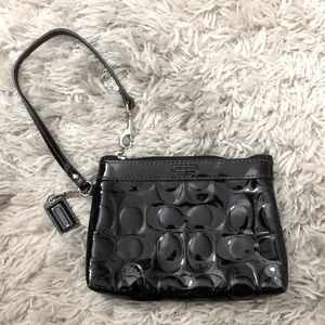 Faux Coach Black Wristlet
